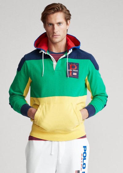 Playeras Polo Ralph Lauren Hombre Verdes Multicolor - Color-Blocked Hooded Rugby - FXWUV9172